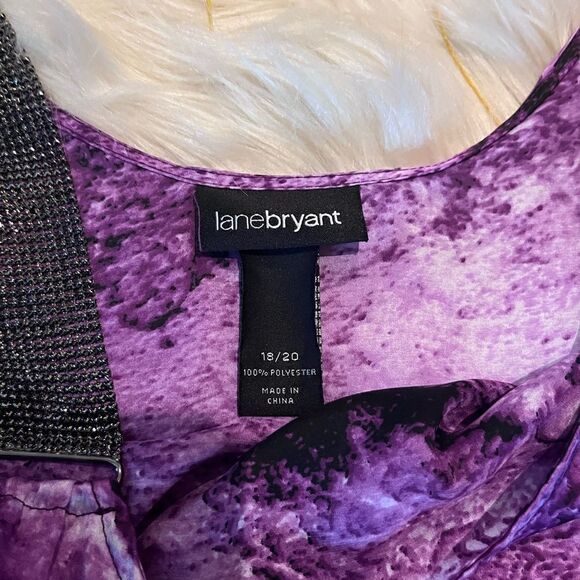 Lane Bryant purple and black cold shoulder blouse sz 18/20 - Picture 2 of 5